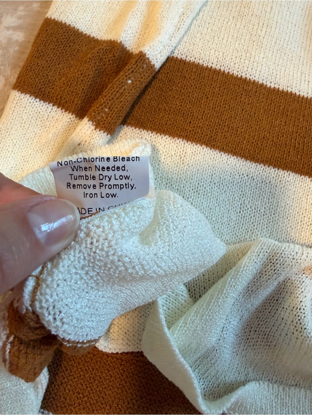 Kirundo Sleeveless Knit Shorts - Cream with Brown Stripes, Size Medium - Picture 7 of 13